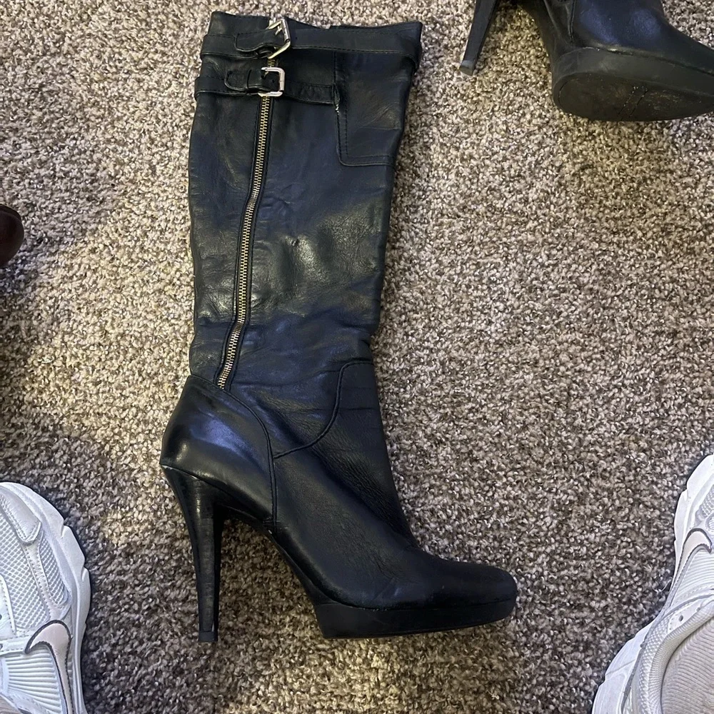 Women’s tall 3:5 heel Nine West black boots - Picture 1 of 14